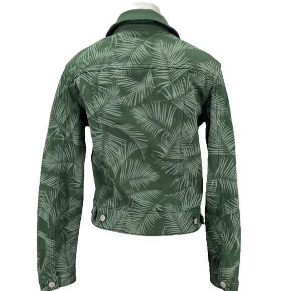 LulaRoe Women's Flap Pockets Button Leaves Pattern Stretch Green Jacket Size S - Picture 2 of 12